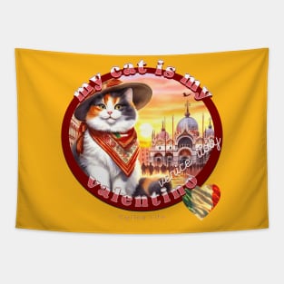 My Italian Valentine Cat Calico Life 3BC Tapestry