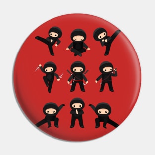 Japanese Ninja Cute Kawaii Different Poses Pin