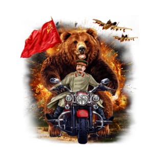 grizzly bear and Soviet Stalin in Epic battle T-Shirt