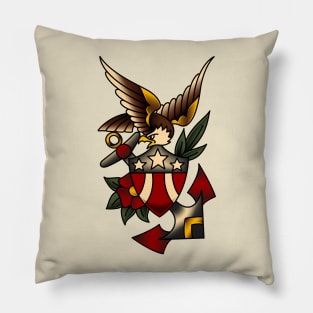 Patriotic Eagle and Anchor Pillow