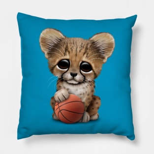 Cheetah Cub Playing With Basketball Pillow