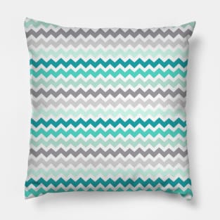 Teal Blue Grey Chevron Pattern Pillow