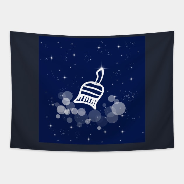 broom, cleaning, brush, tassel, illustration, night, cosmoc, space, galaxy, stars Tapestry by grafinya