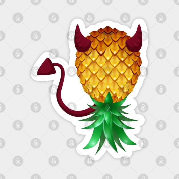 Devil Horn Swinger Upside Down Pineapple Magnet by LemoBoy