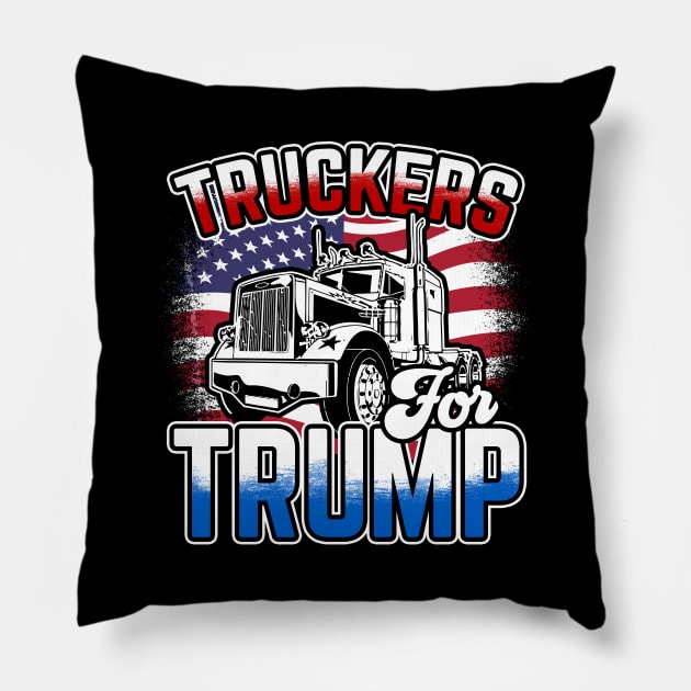 Truckers for Trump Republican Semi-Drivers Unite Pillow by screamingfool