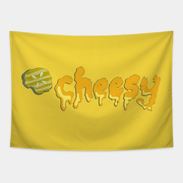 Cheesy Melted Cheese Typography Shirt Design with bonus Pickle Tapestry by so_celia