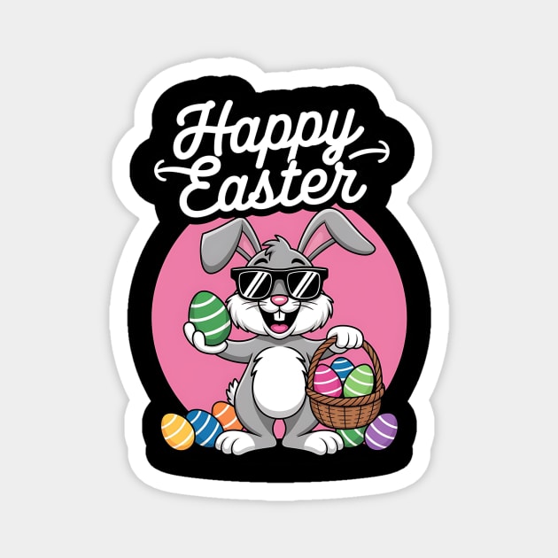 Happy Easter Bunny with Eggs Design Magnet by Designed By Marty
