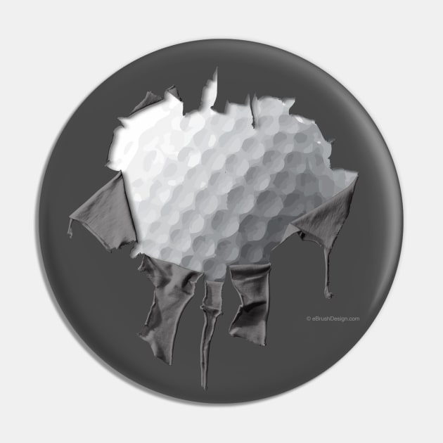 Shredded, Ripped and Torn Golf Ball Pin by eBrushDesign