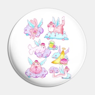 Peach Fruit Angel Animals Pin