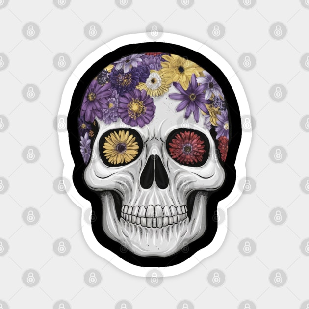Floral Skull: Beauty and Darkness in Harmony Magnet by Steve