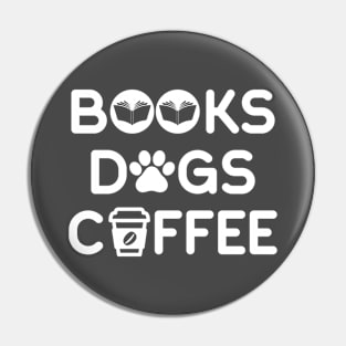 Books Dogs Coffee Pin