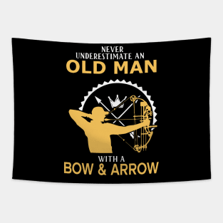 old man with bow and arrow archery slogan gift hobby archery designs hunter Tapestry