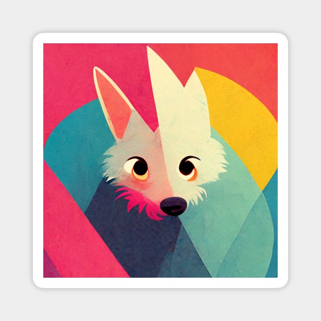 Cute geometric wolf Magnet by Mad Swell Designs