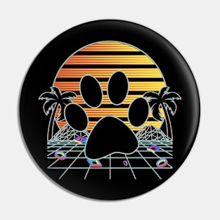 Dog Vaporwave Outrun Retro 80s Style Pin