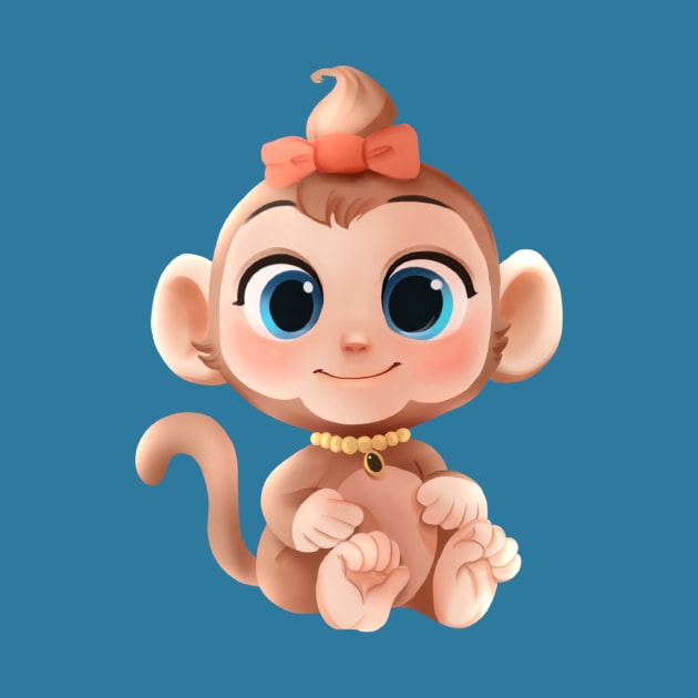 Cute baby monkey by Hameo Art