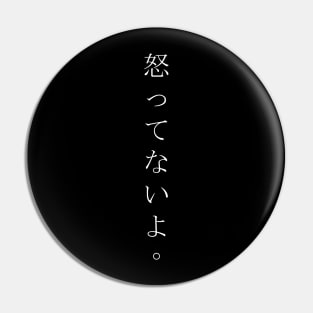 Okottenaiyo (怒ってないよ) = I am not angry. in Japanese traditional horizontal writing style hiragana and kanji in white Pin