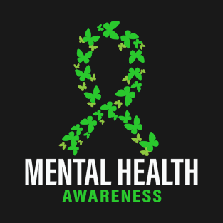 Mental Health Awareness Month Green Butterflies T-Shirt