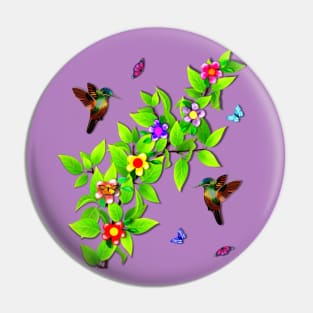 Hummingbirds and Butterflies Pin