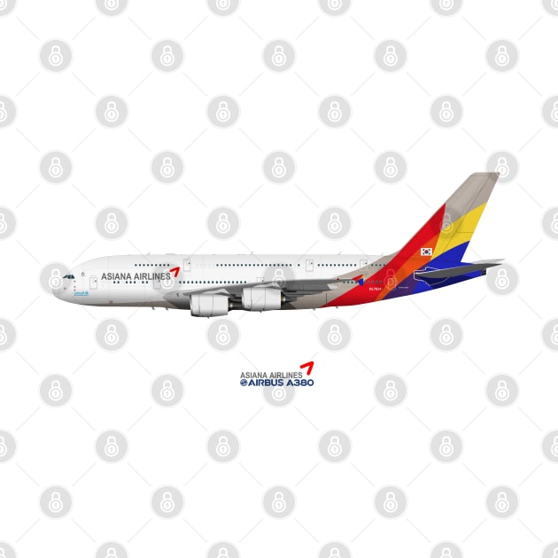 Illustration of Asiana Airlines Airbus A380 by SteveHClark