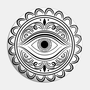 Eye with floral ornament tattoo Pin