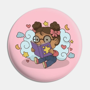 World book Day Girl Reading Pin