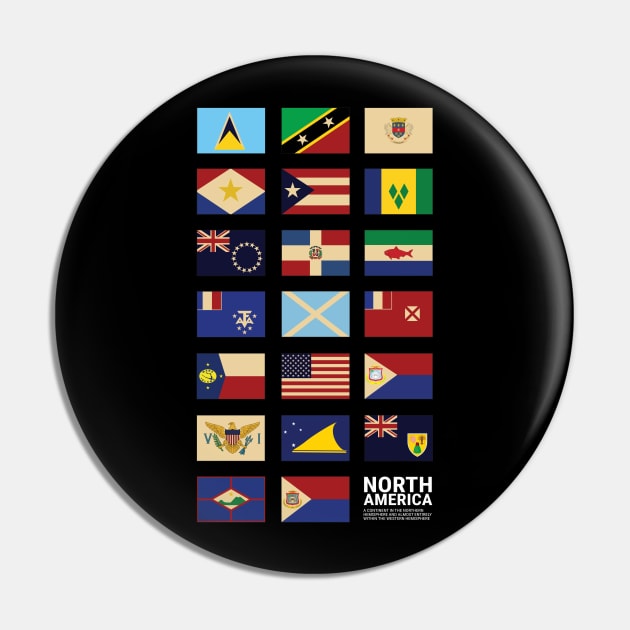 North America Country Flags Set Pin by KewaleeTee