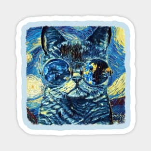 Swag Cat Van Gogh Style Magnet