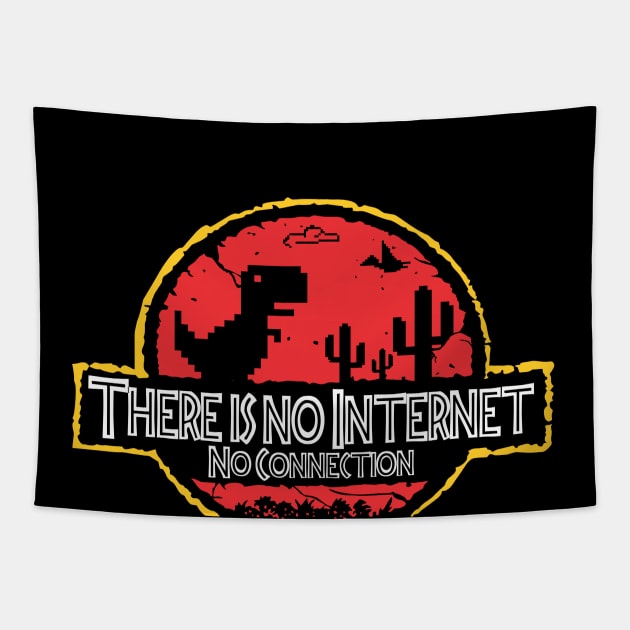 No Internet Connection Dino T rex Chrome Game Tapestry by Adegunk