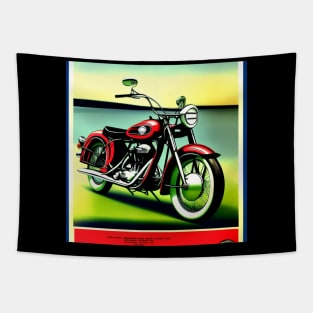 Vintage Red Motorcycle Poster Tapestry