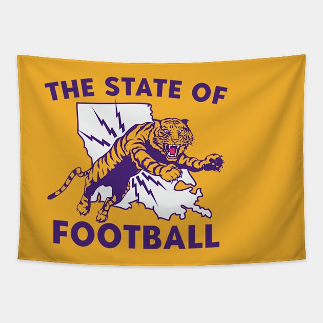 The State of Football // Vintage Tiger Purple and Gold Tapestry by SLAG_Creative