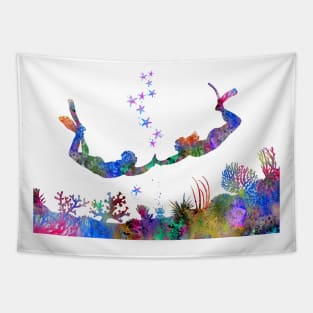 Scuba divers, scuba couple Tapestry