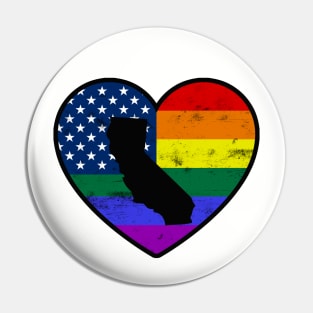 California United States Gay Pride Flag Heart Pin