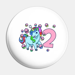 I am 2 with unicorn - girl birthday 2 years old Pin