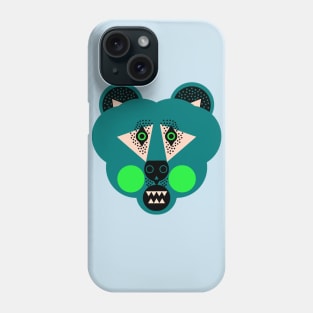 Grizzly Bear Face, Dark Green Phone Case