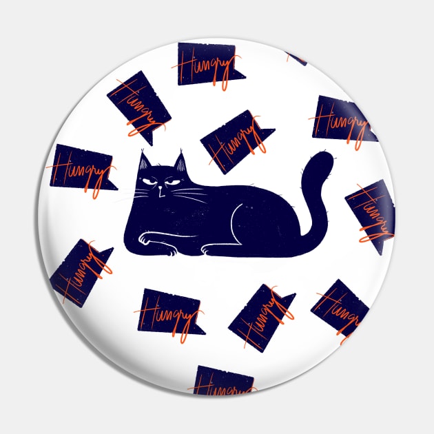 Blue hungry cat - version 2 Pin by iulistration