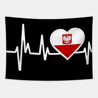 Poland Heartbeat Flag Tapestry