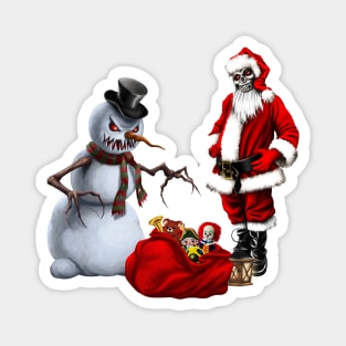 Dark christmas time with creepy Santa Claus and snowman Magnet