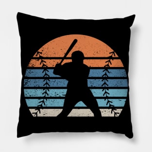 Vintage Retro Baseball Softball Player 70s 80s Style Pillow