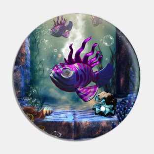 Cute fantasy fish in the deep ocean Pin