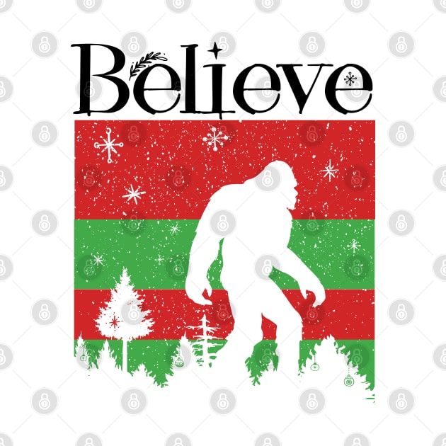 Believe Bigfoot Christmas Ugly by Astramaze