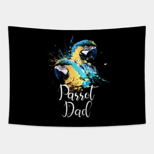 Parrot Dad Color Splatter Macaw Black Tapestry