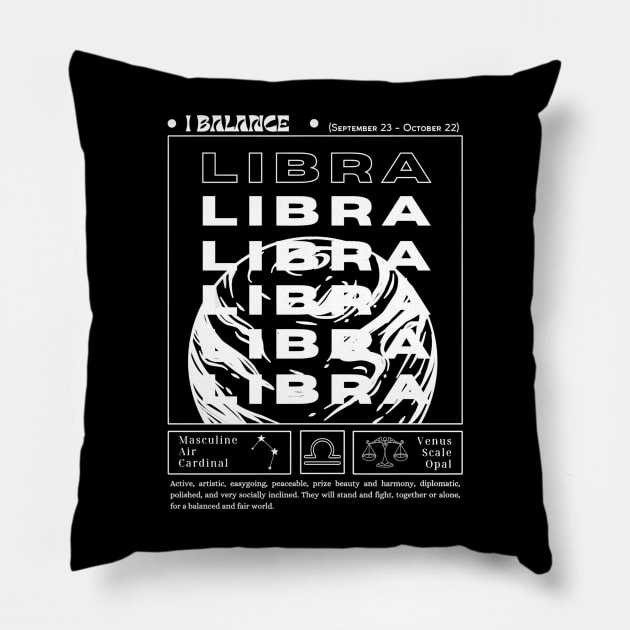 Libra zodiac sign Pillow by Alfon Chappel