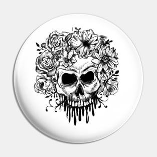 Skull & Flowers Gothic Grunge Punk Pin