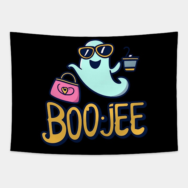 Cute And Funny Ghost Halloween Boujee Boo-Jee Design Tapestry by TF Brands