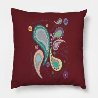 Boho Paisley on Coral Pillow