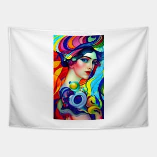 Surrounded by colors and shapes Tapestry