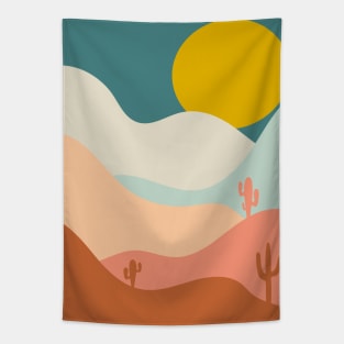 Abstract Mountain Cactus Landscape Tapestry