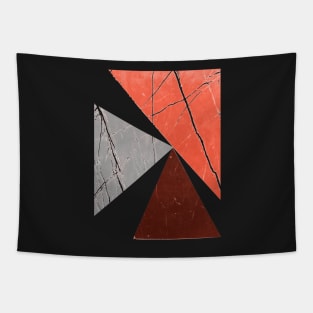 Abstract Pattern Coral / Brown Triangles Tapestry