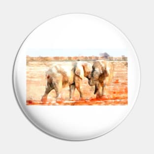 Stunning And Beautiful Elephants Digital Painting Pin