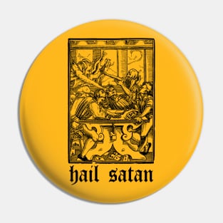 Hail Satan Vintage Illustration Art Pin